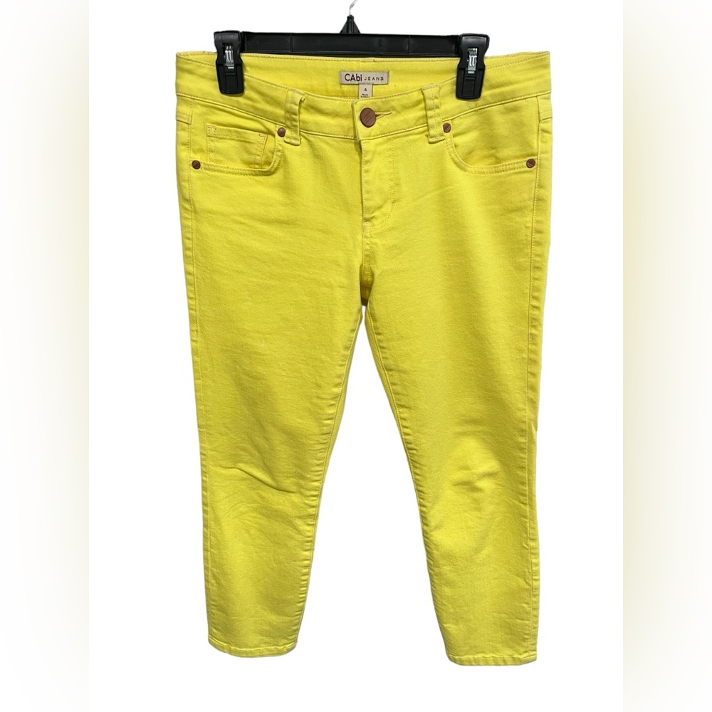 Cabi Bree Lemon Yellow Ankle Straight Leg Jeans - Size 4 - Picture 4 of 6